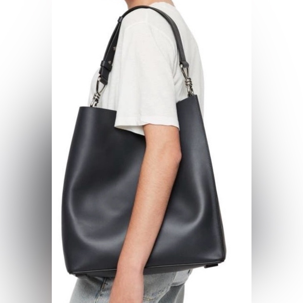 All Saints Nina Studded North-South Leather Tote Bag * Rare!* - Picture 4 of 16